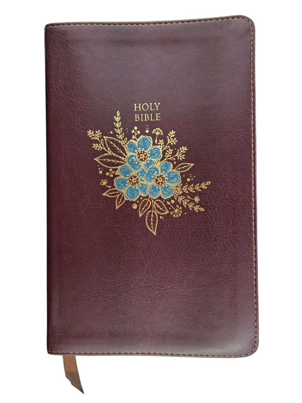 KJV Holy Bible Burgundy Faux Leather Gold Gilded Pages Floral Thomas Nelson Maps